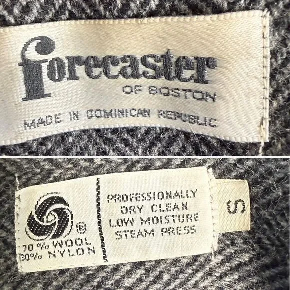 Vintage 90s Wool Hooded Swing Coat Cocoon Dolman Herringbone Small - Picture 7 of 14